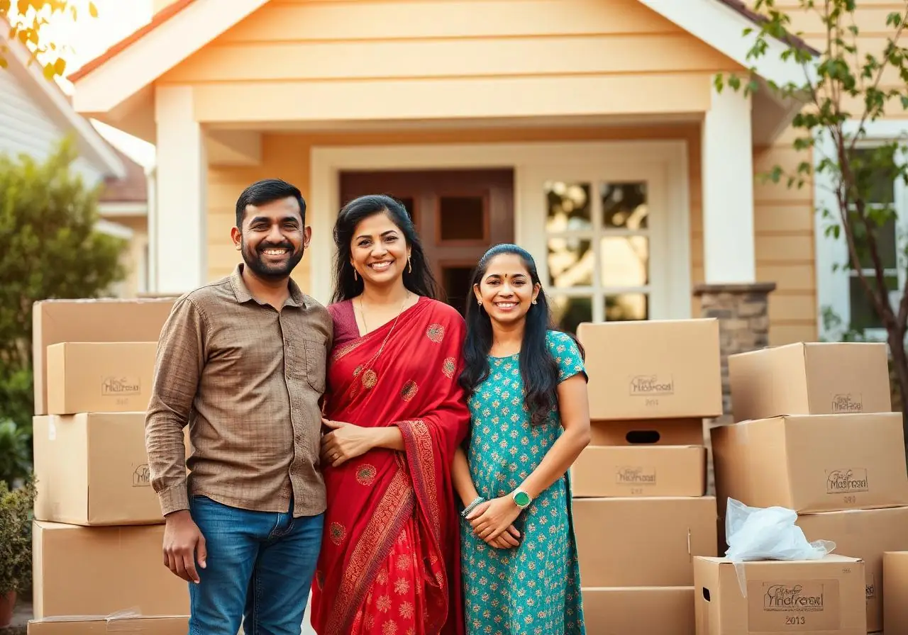 Happy family after move