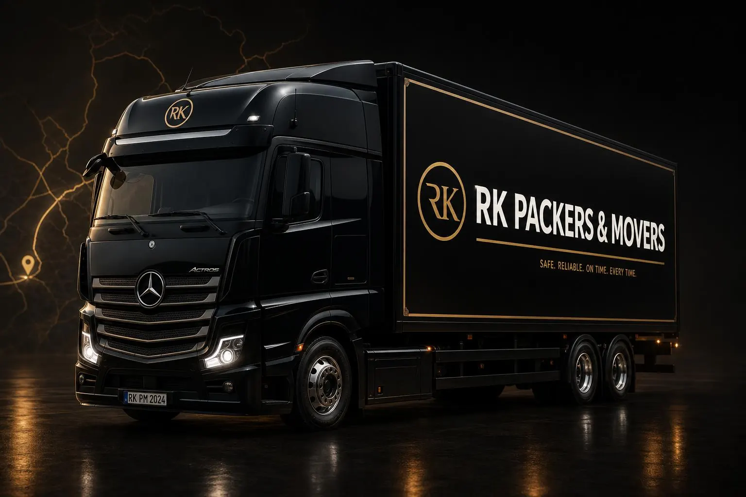 RK Packers & Movers premium black luxury moving truck